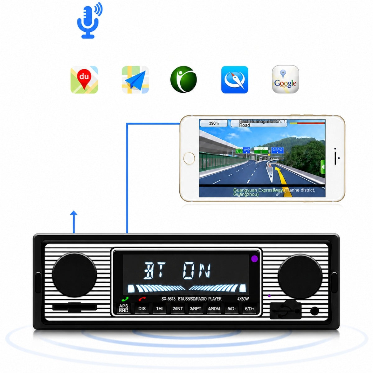 Retro car radio SX-5513 – 4x55W, Bluetooth, USB, SD, AUX Brand no brand