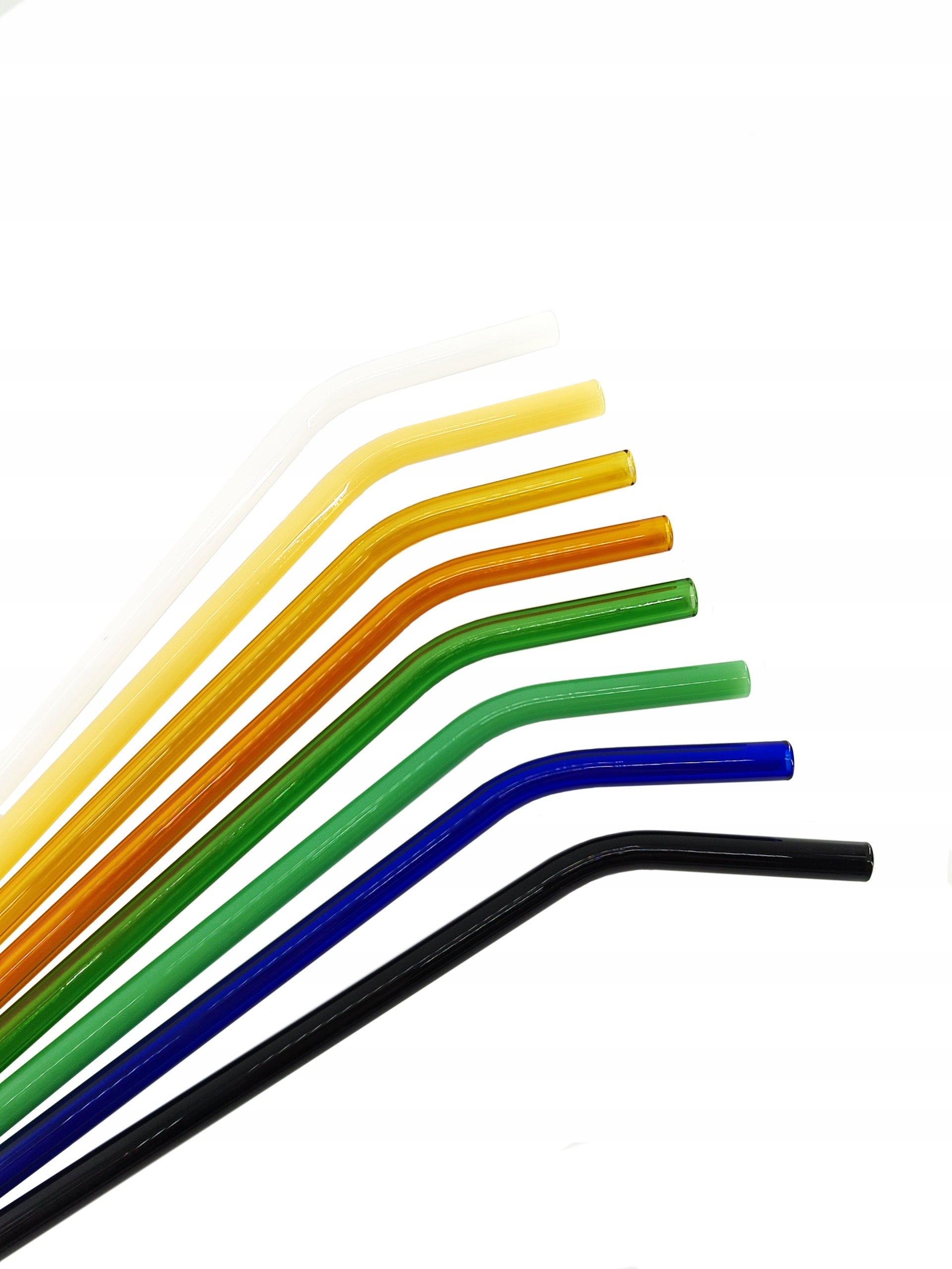 Reusable ECO glass straws, drinking tubes, 8 pcs, COLORFUL CURVED Manufacturer code 815200multikolorL