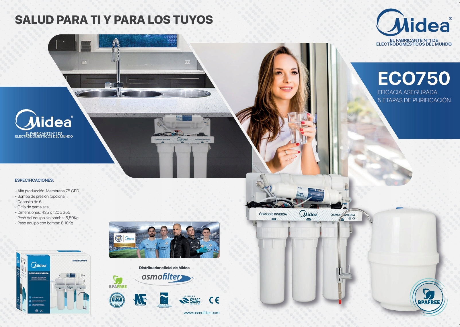 Reverse osmosis system Midea ECO750 (75 GPD) – water filter under the sink Kind filter
