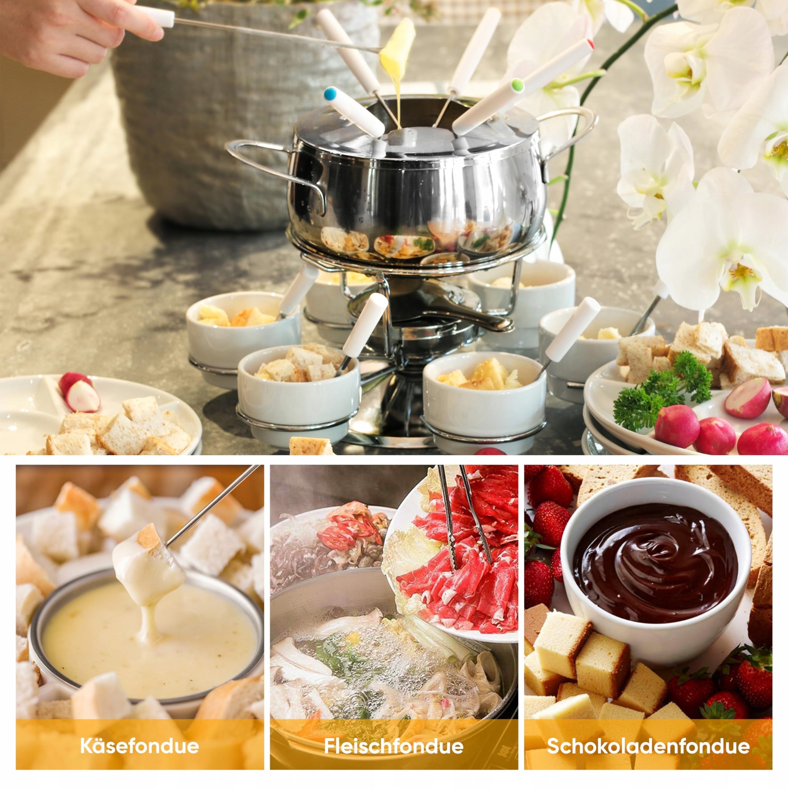 Ribelli Fondue Set 28-Piece Stainless Steel for 6 People Series 500207