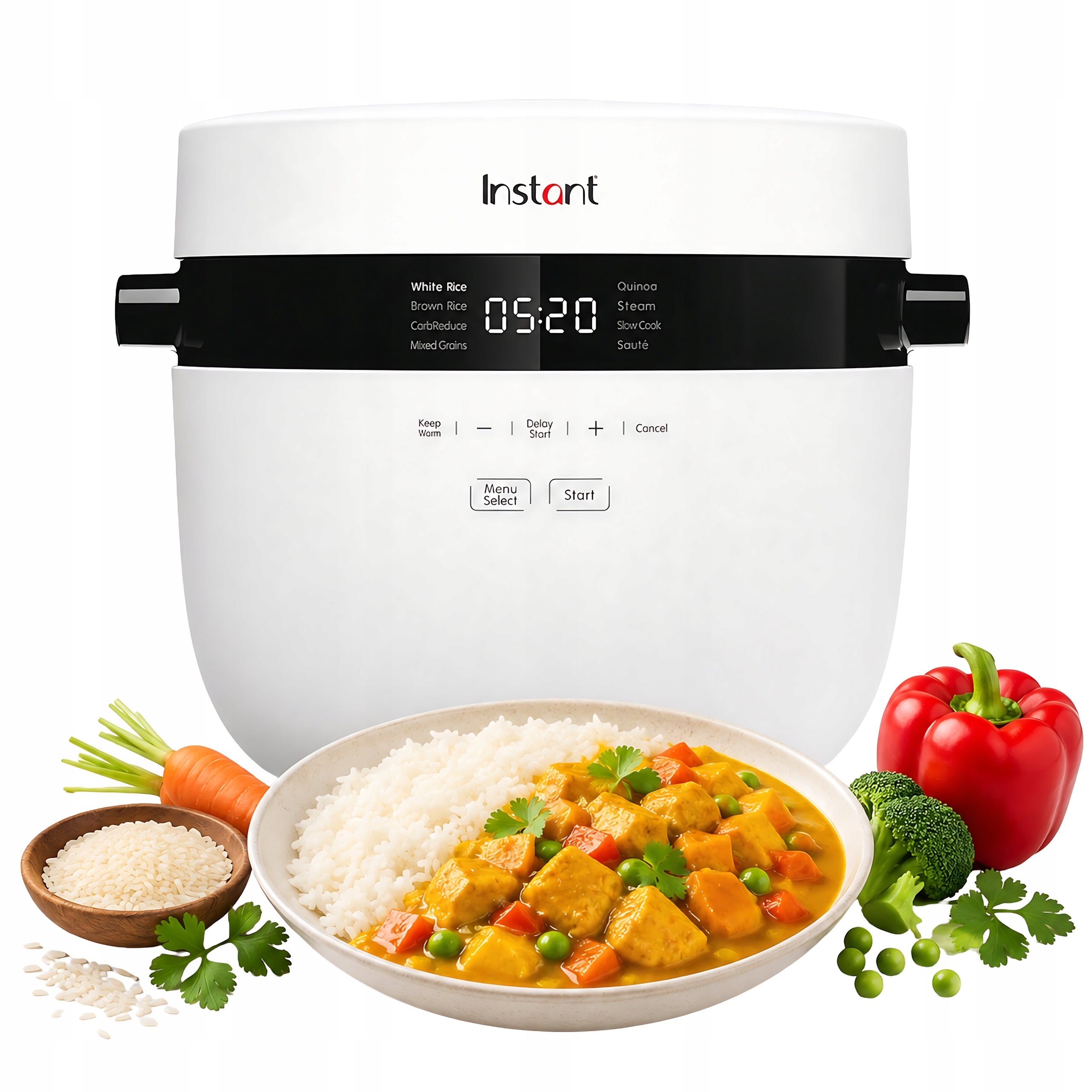 Rice Cooker Instant Pot Capacity 5L 860W 8 Programs 860W LED Screen White