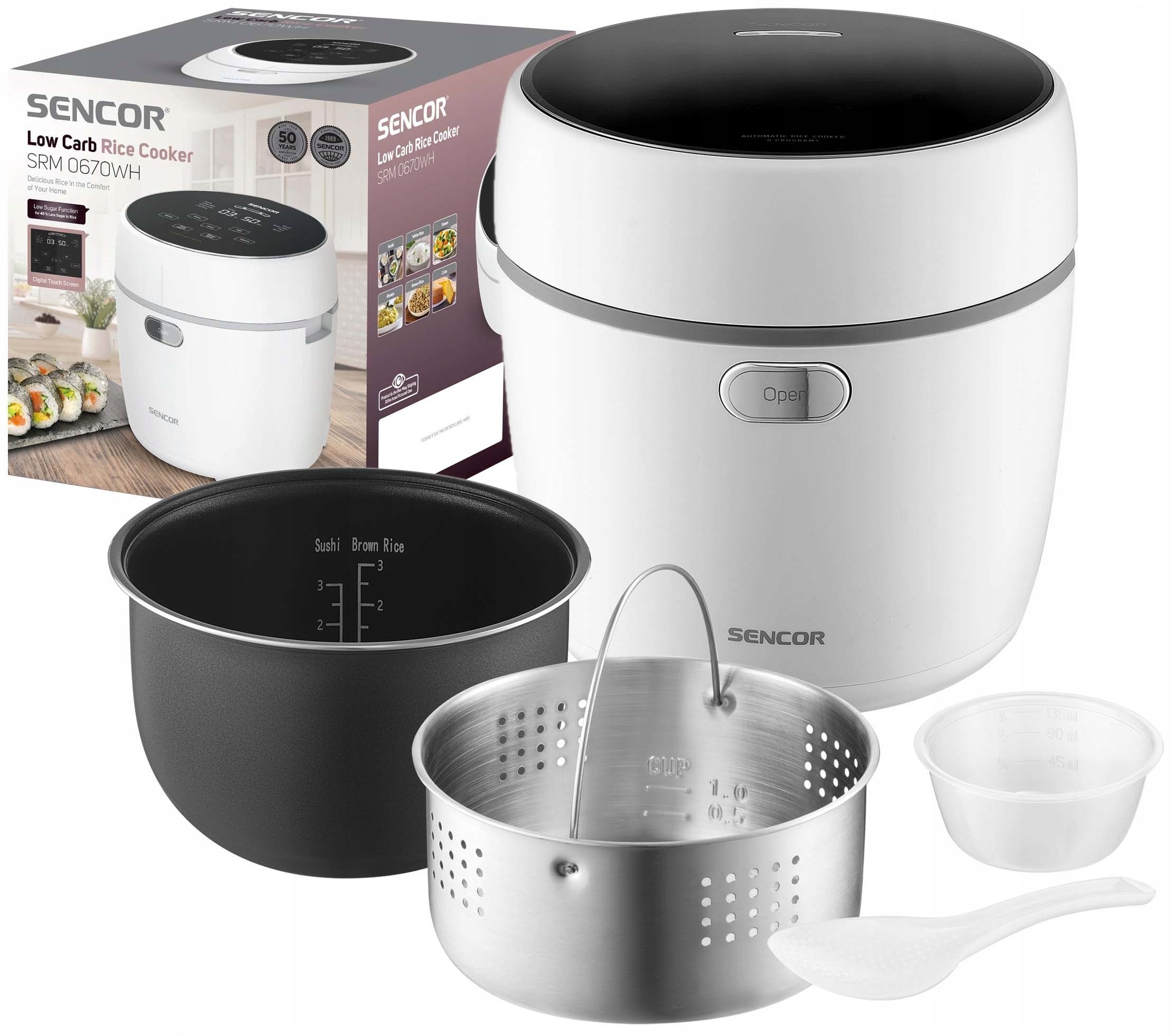 Rice Cooker MULTIFUNCTIONAL POT 0,6L 8 FUNCTIONS 350W Sencor SRM 0670WH White