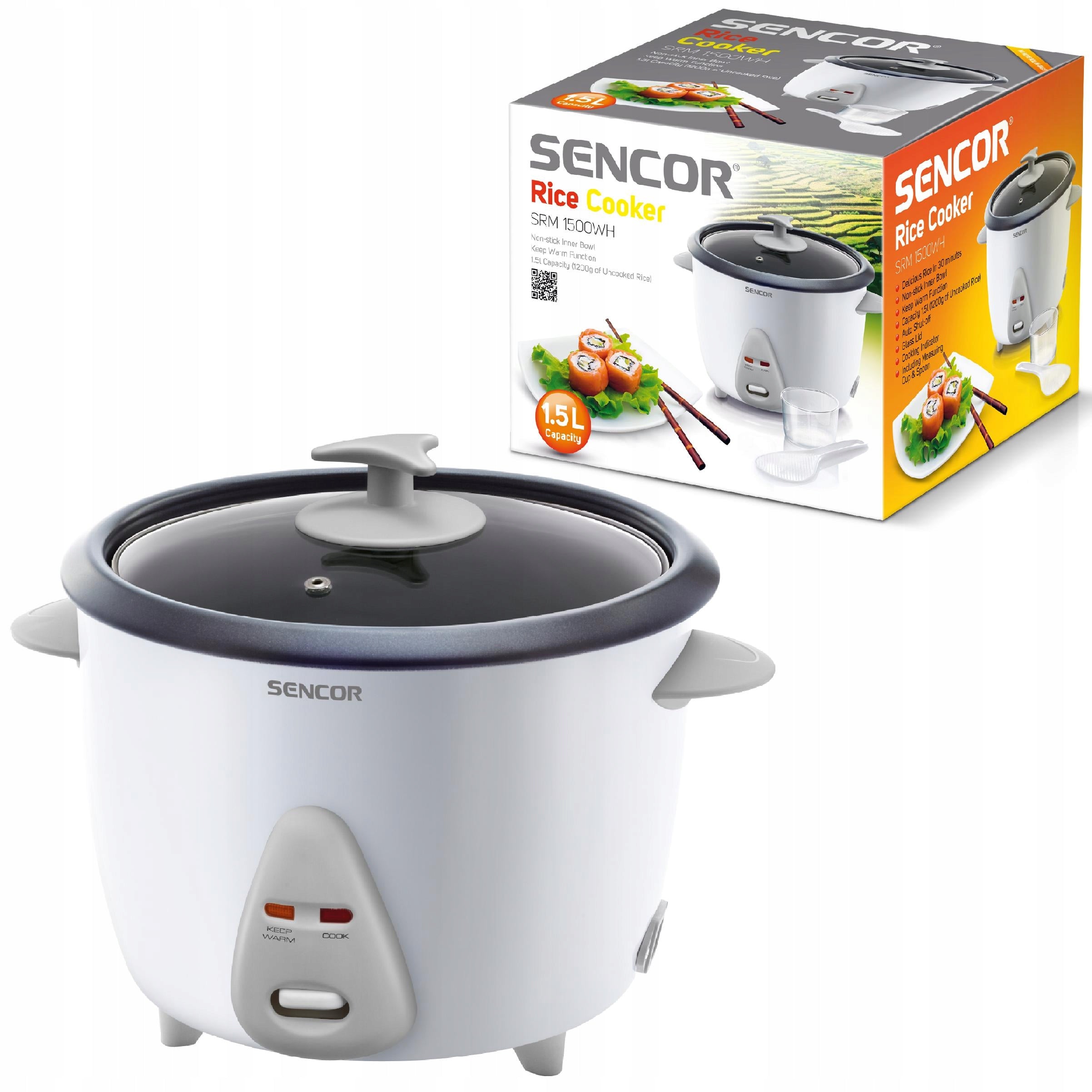 Rice Cooking Pot Sencor 1500WH 1,5L White Packaging status original