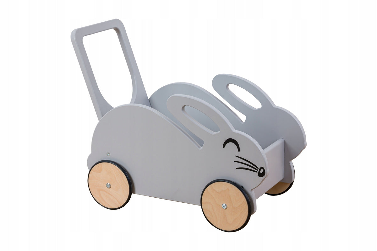 Ride-on , pusher container toy trolley- bunny grey