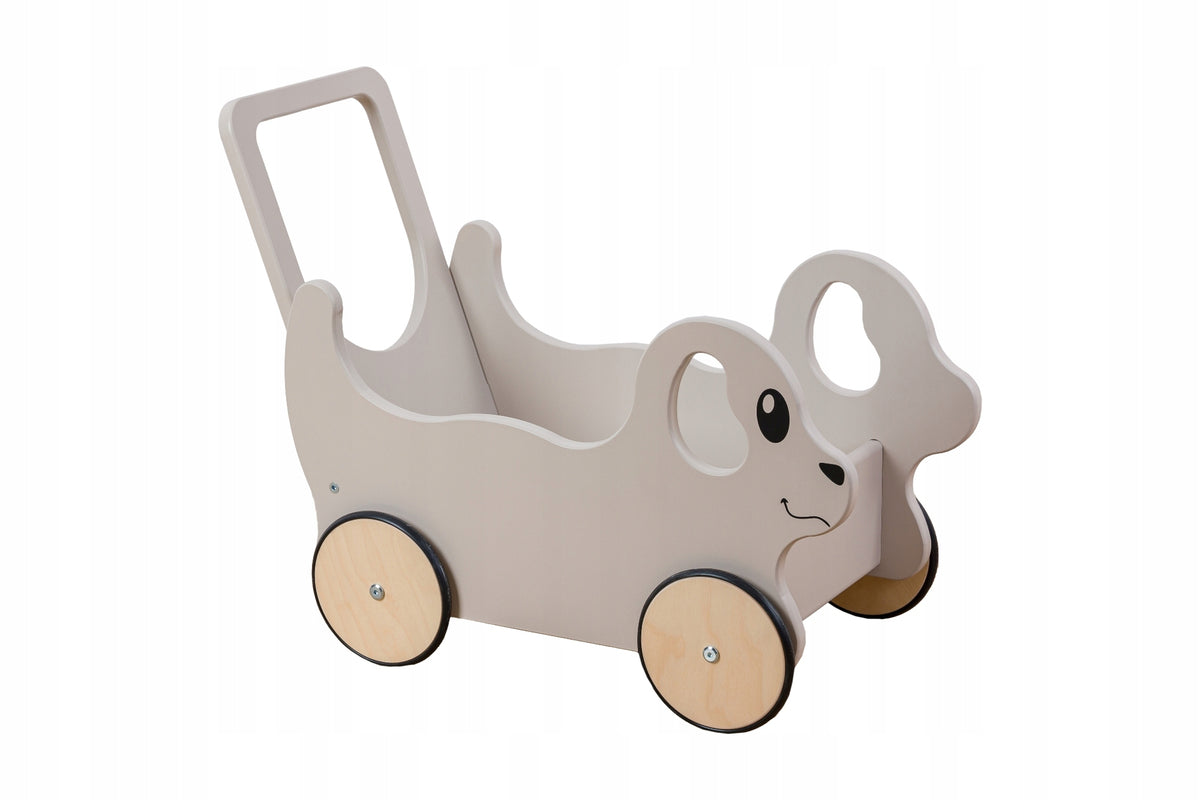 Ride-on , pusher container toy trolley - dog beige