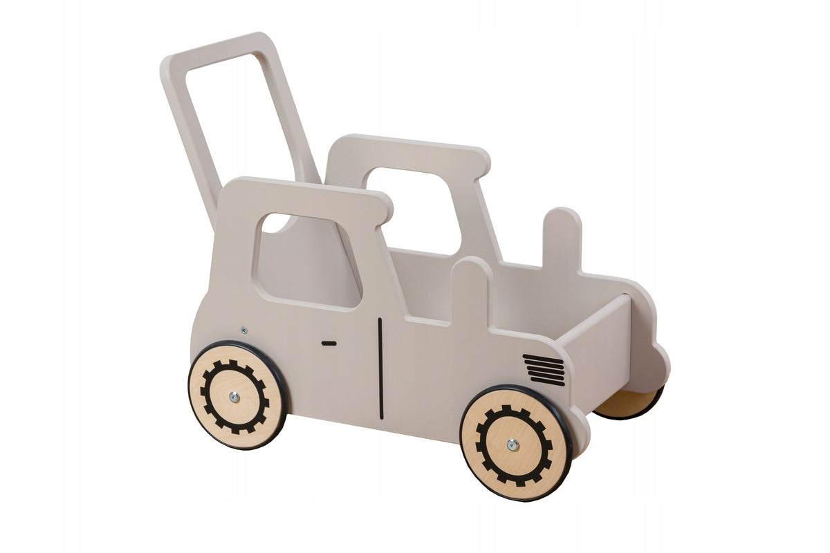 Ride-on , pusher container toy trolley - tractor beige