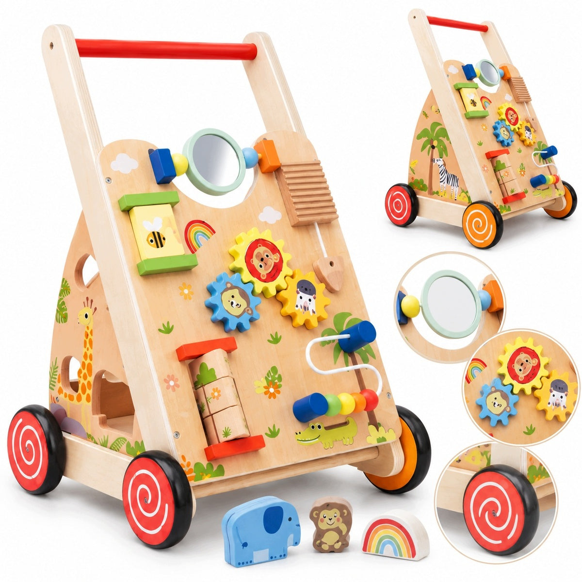 Ride-on wooden pusher 2in1 walker board sorter from 10 months