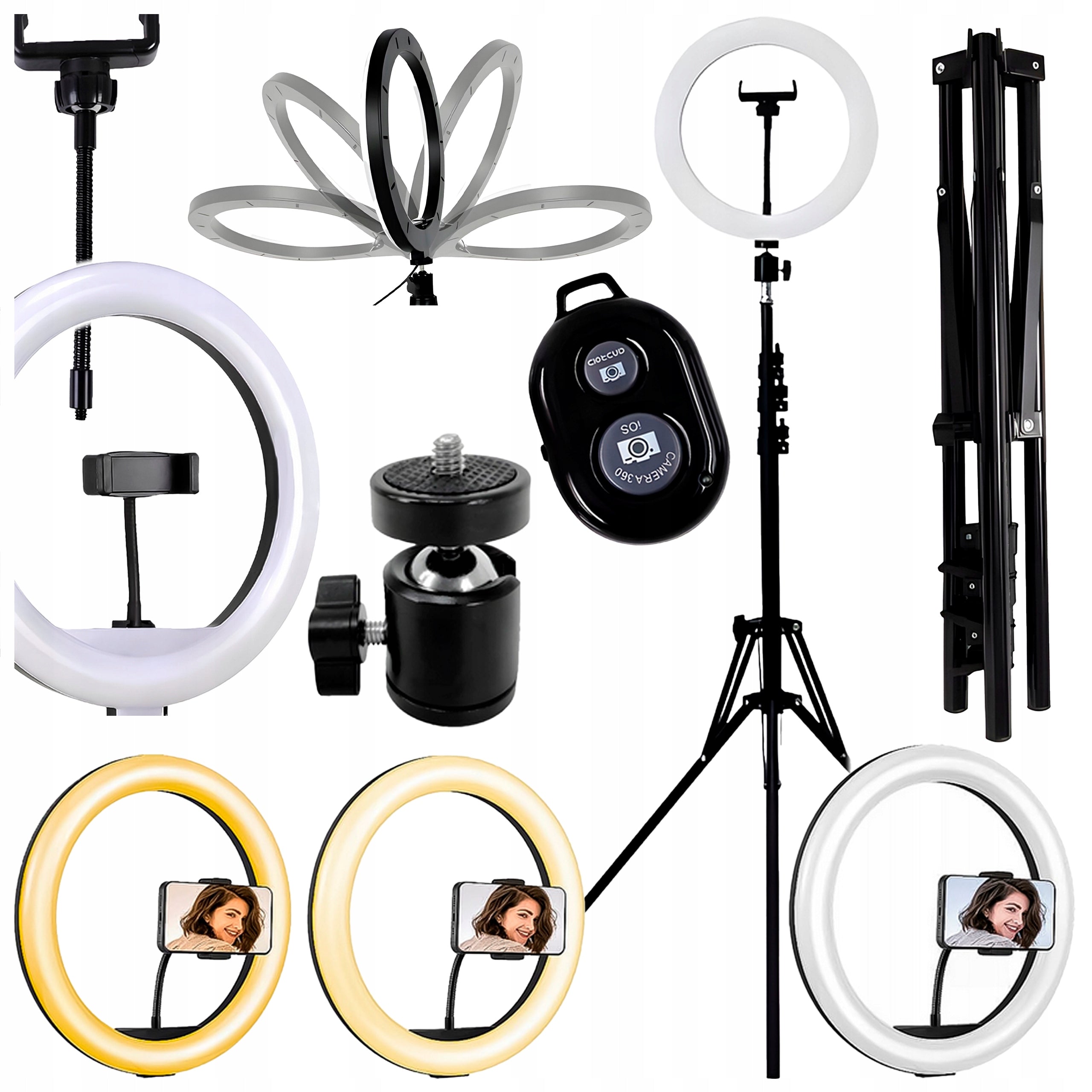 Ring Lamp for Selfie LED 25cm Ring Selfie Ring Led 24w 6500k 210cm Color black