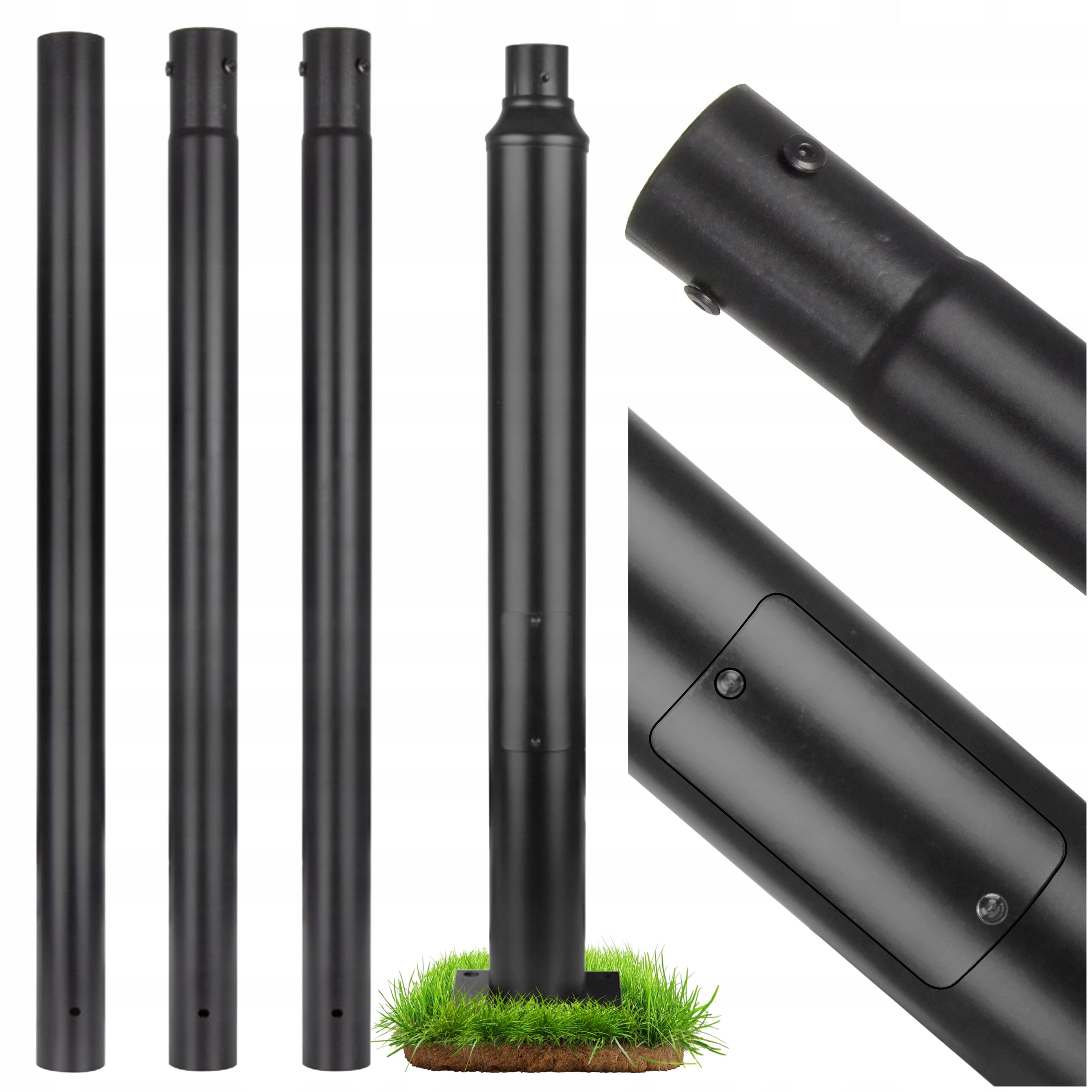Road lighting pole mast 4M Street Lanterns Ø 76mm for lamps black