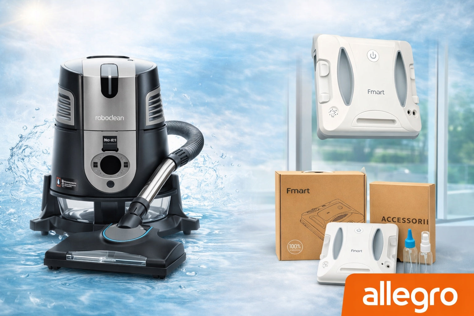 Roboclean SPlus Max Kit + Fmart Window Cleaning Robot | Water Filtration |
