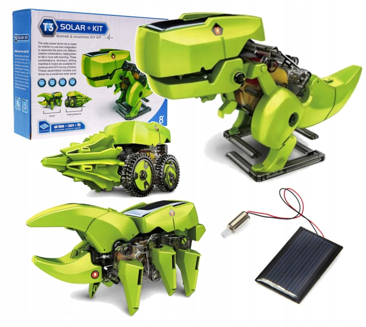 Robot Solar Toy Set Dinosaur Puzzle Vehicle 6 in 1