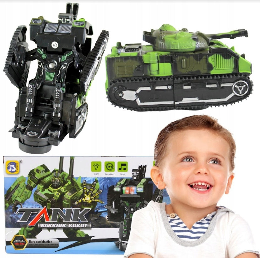 Robot Toy Battery Operated Tank Glows Moves with Sound and Light Gift