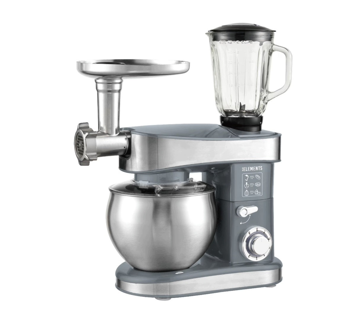 Robot kuchenny 3-w-1 KB ELEMENTS, maszynka do mielenia mięsa,2000 W, szary