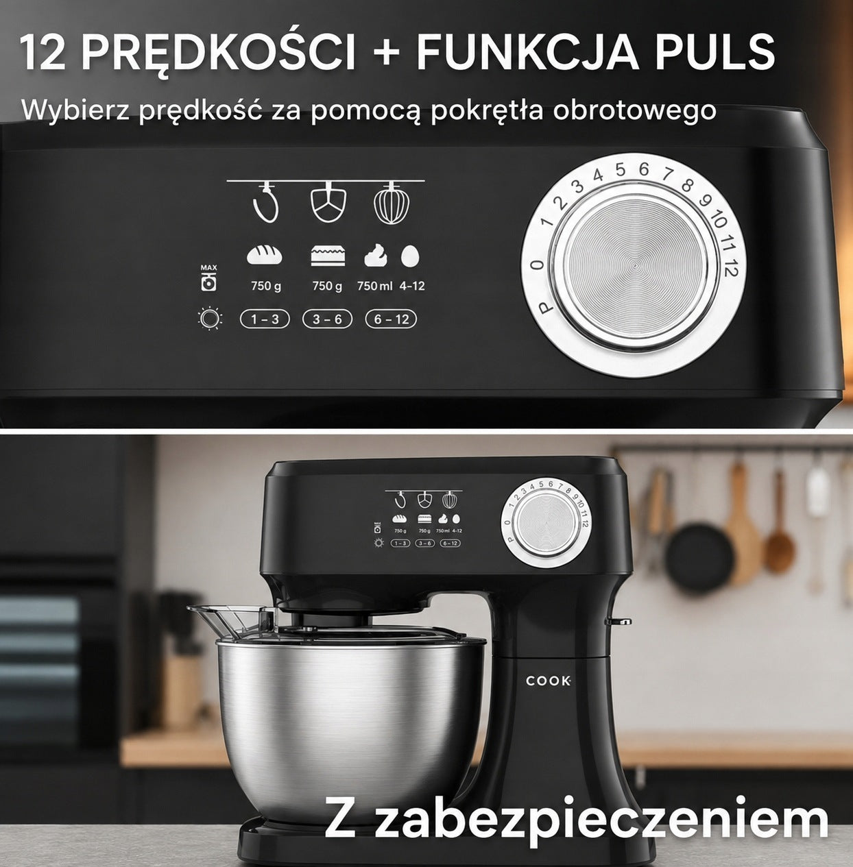 Robot kuchenny COOK-IT, 600 W, misa ze stali nierdzewnej 3,5 l, czarny Packaging status original
