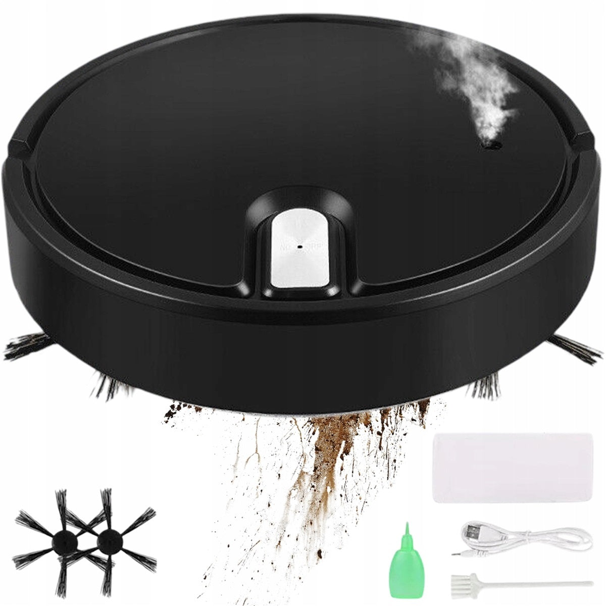 Robot vacuum cleaner 1800Pa with humidification function and obstacle avoidance black Wireless operating time 60 min