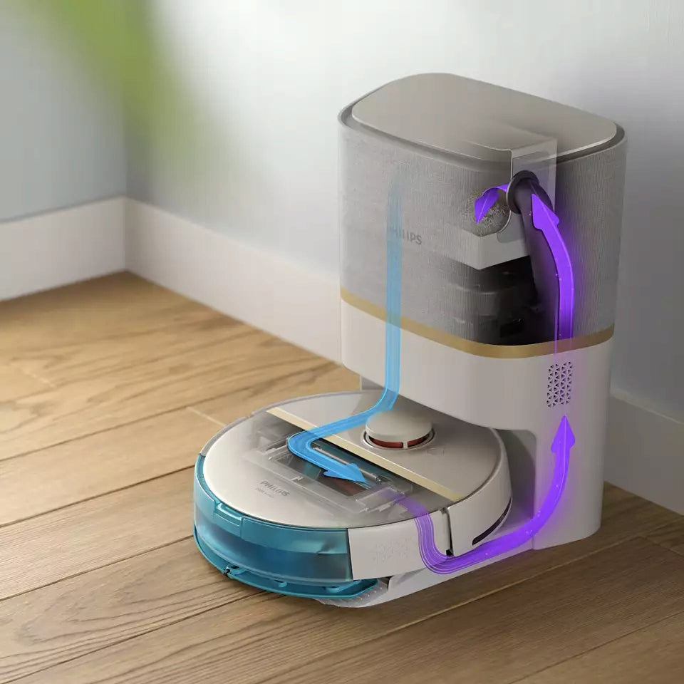 Robot vacuuming and mopping PHILIPS XU7100/02 Series Aqua 7000 White and gold Wireless operating time 180 min
