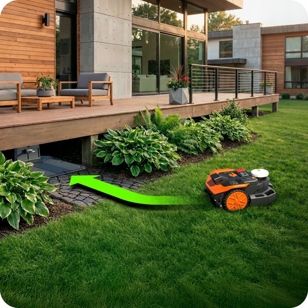 Robot without cable Worx Vision Cloud RTK AI V-SLAM 500m2 WR305E Mowing width 18 cm