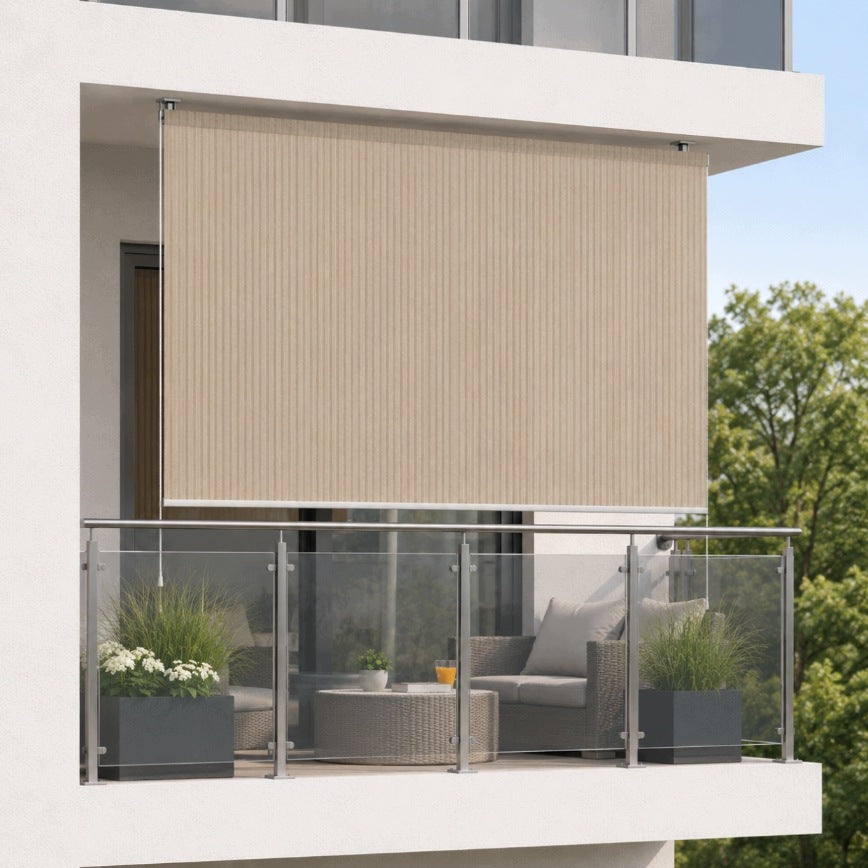 Roller Blind Terrace Awning Balcony Sun Protection Taupe / 1x2.1 m