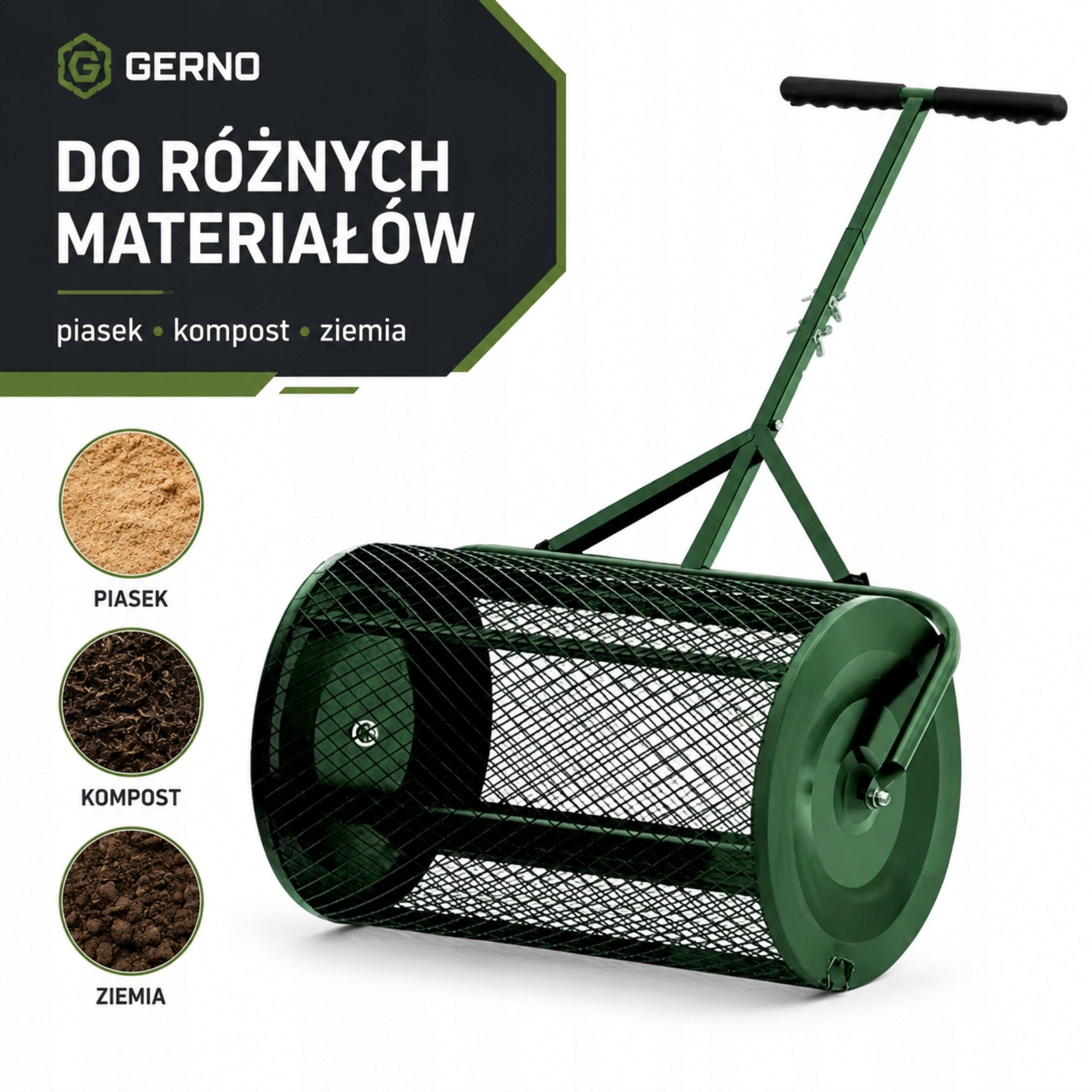 Roller Garden Spreader with Strainer for Sand Fertilizer Spreader Grating Capacity 75 l