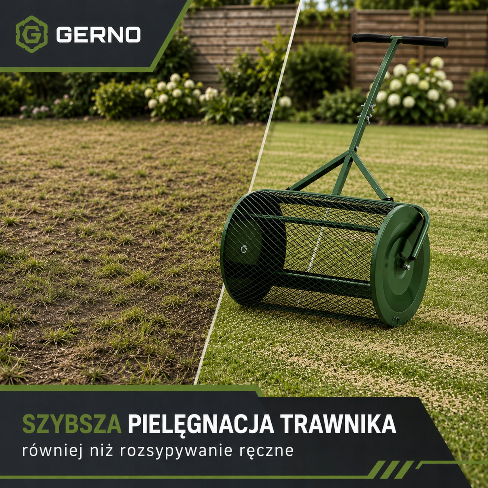 Roller Garden Spreader with Strainer for Sand Fertilizer Spreader Grating Sowing width 60 cm