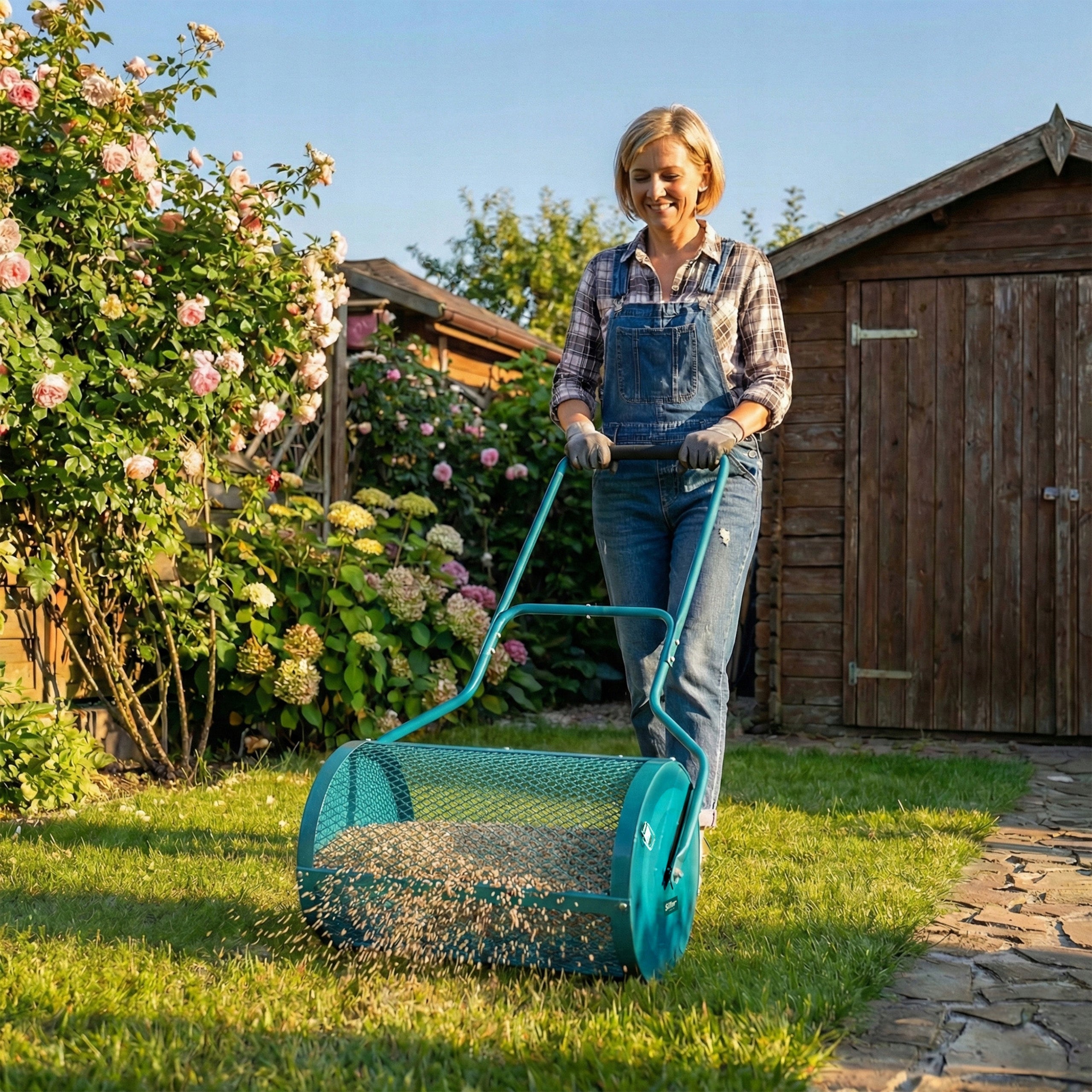 Roller truss spreader mesh sand grass soil seed fertilizer Brand Sillar