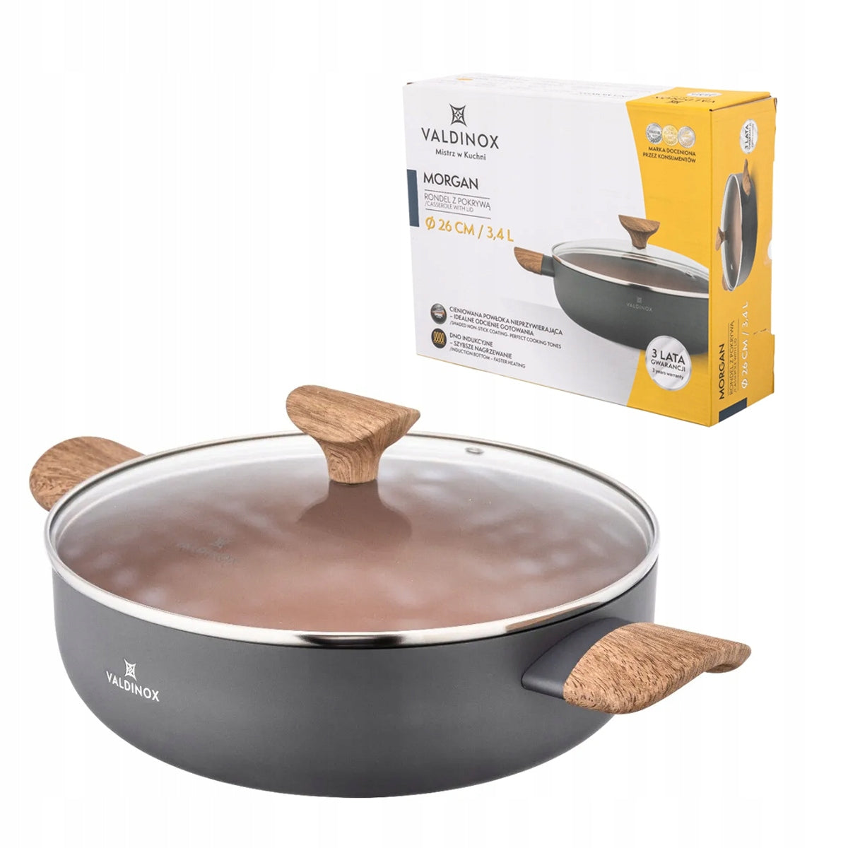Rondel 26 cm deep frying pan with lid pot 3,4 l Valdinox Morgan