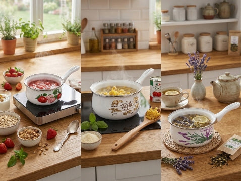 Rondel Enameled Emalia Pleszew 12cm 800ml Decor Kitchen Mix For Cooking Capacity 0.8 l
