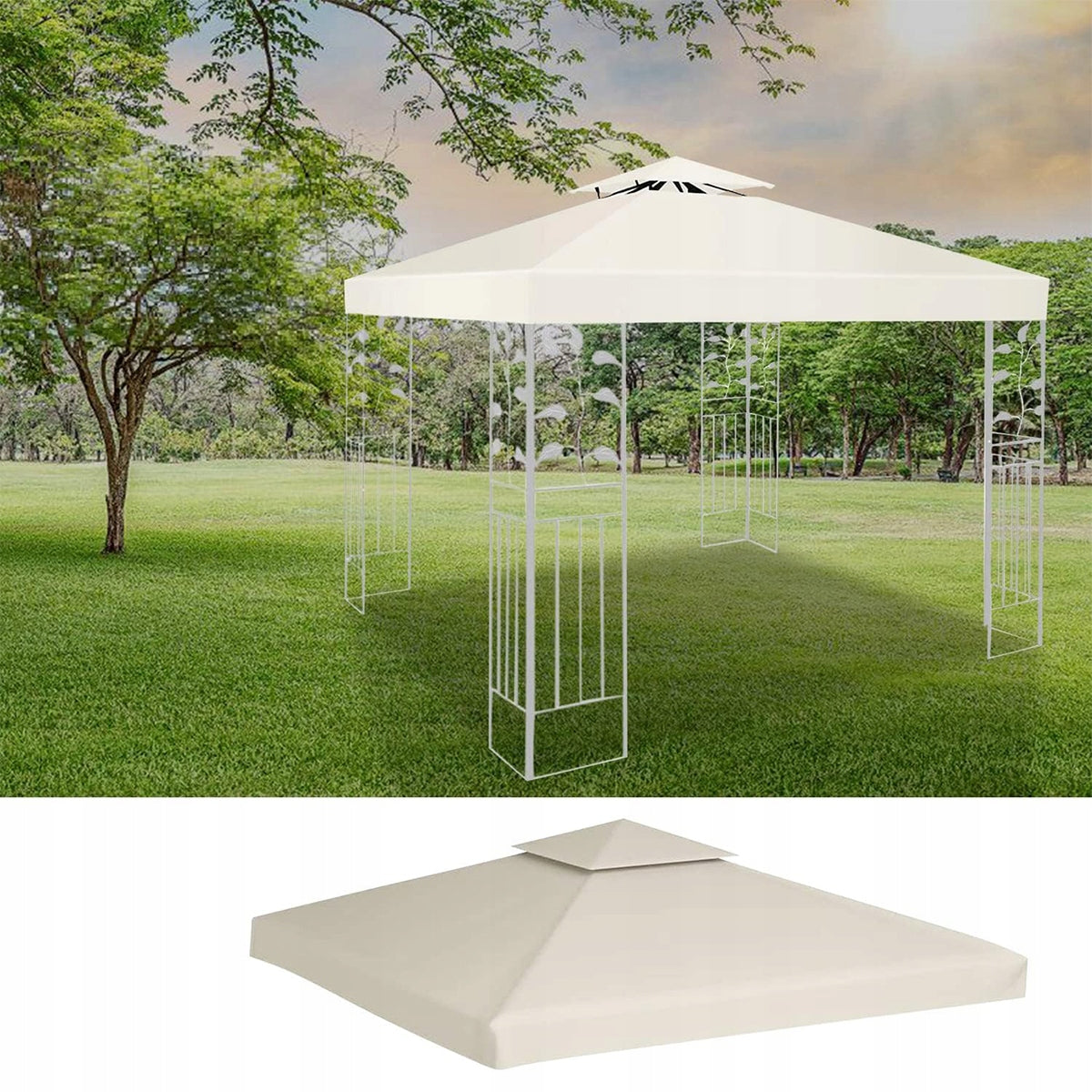 Roof Cover Garden Pavilion Gazebo Plating 3x3m Beige Packaging status original