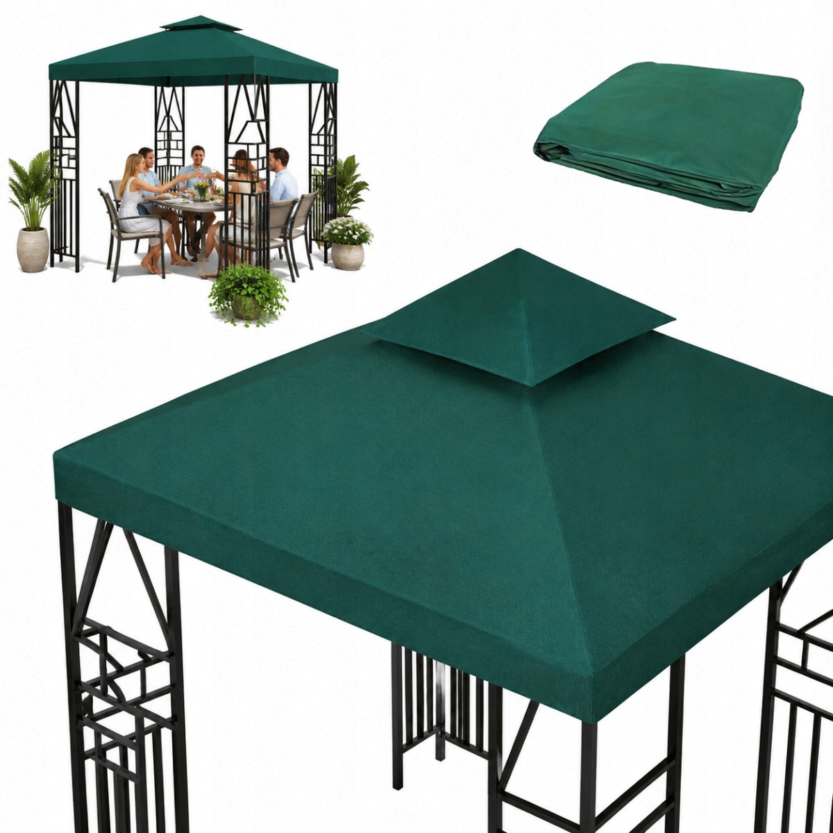 Roof for Garden Pavilion Spare Canopy Replacement 3x3 Meters
