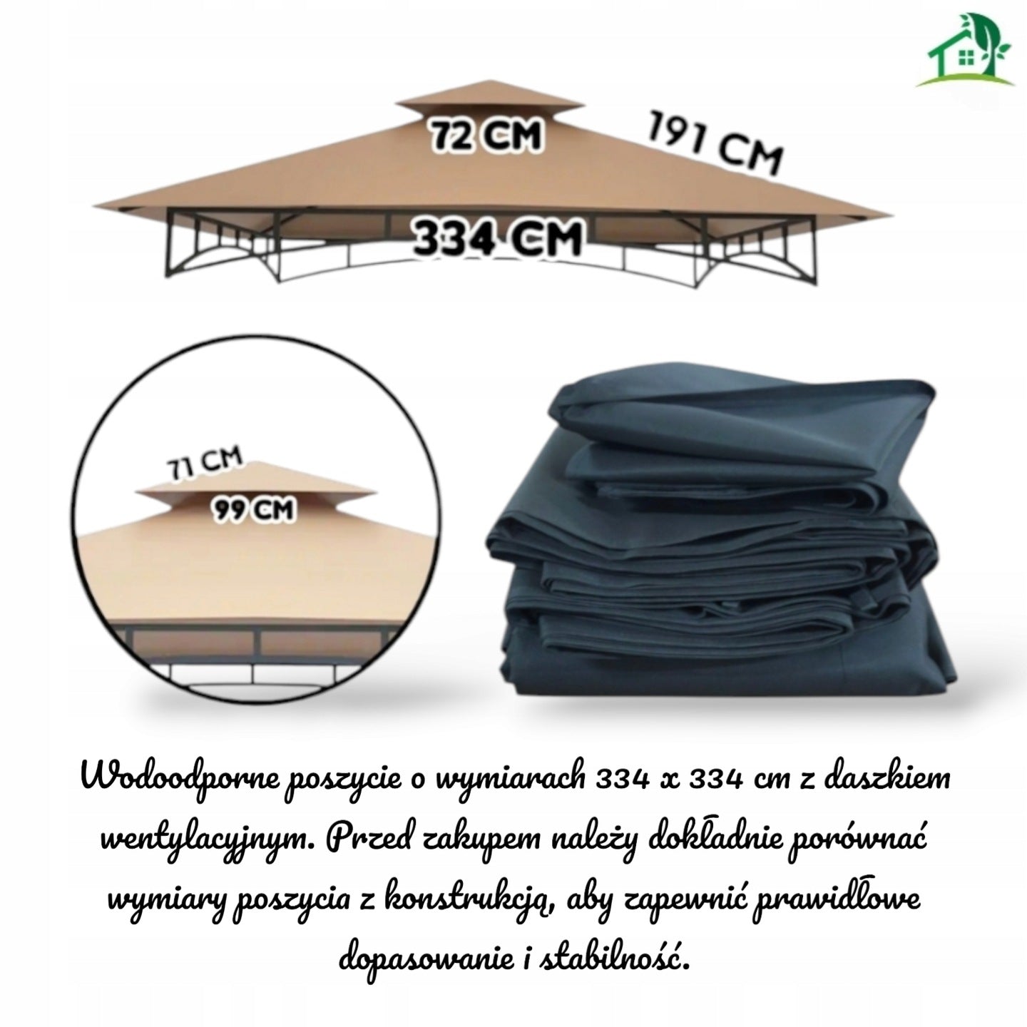 Roof for garden pavilion roof 330 cm x 330 cm 370g/m2 NAVY BLUE Manufacturer Steel plast sport
