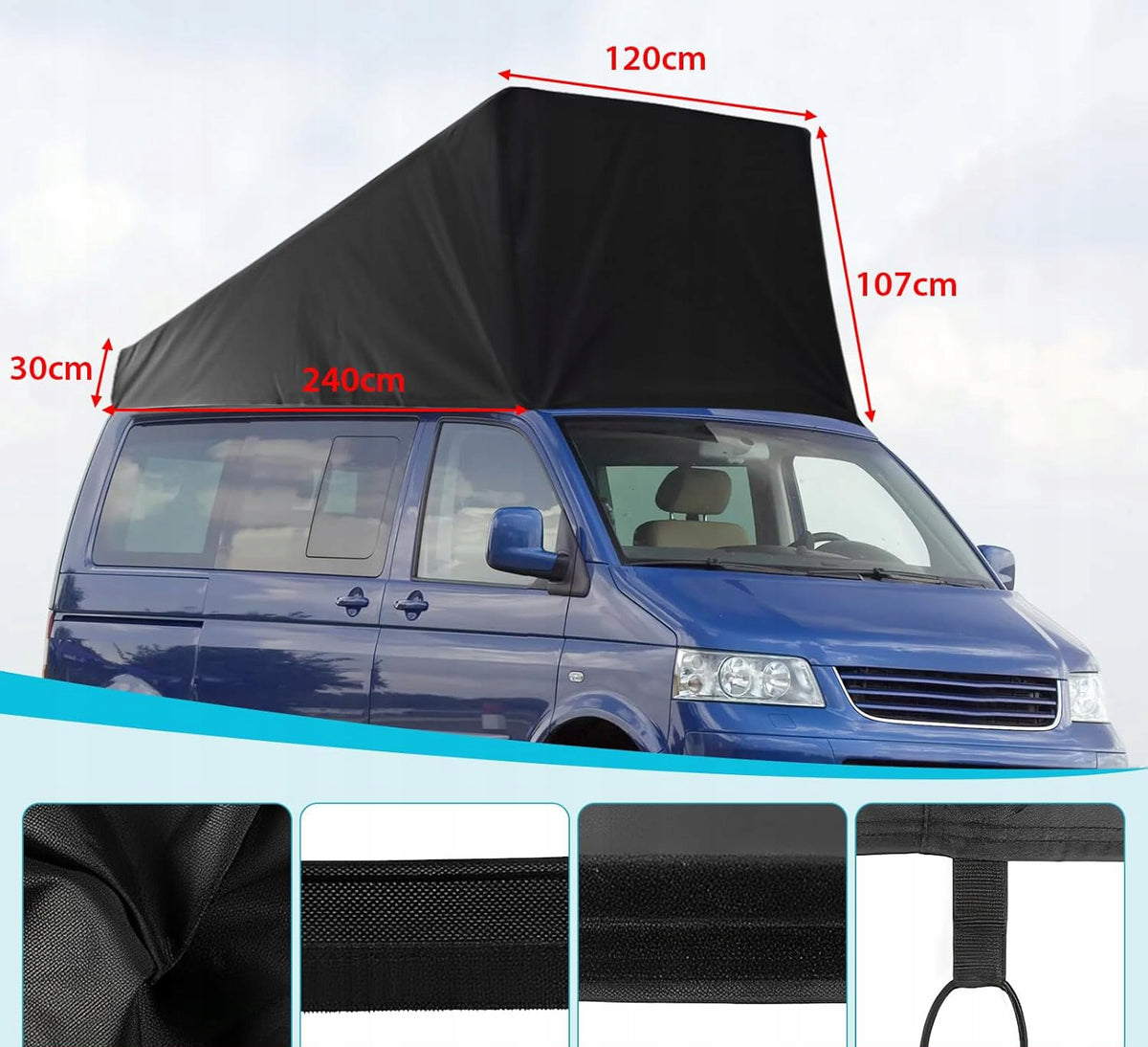 Roof protection VW T5 T6 roof tent waterproof Gemsaya 600D UV Length 15 cm