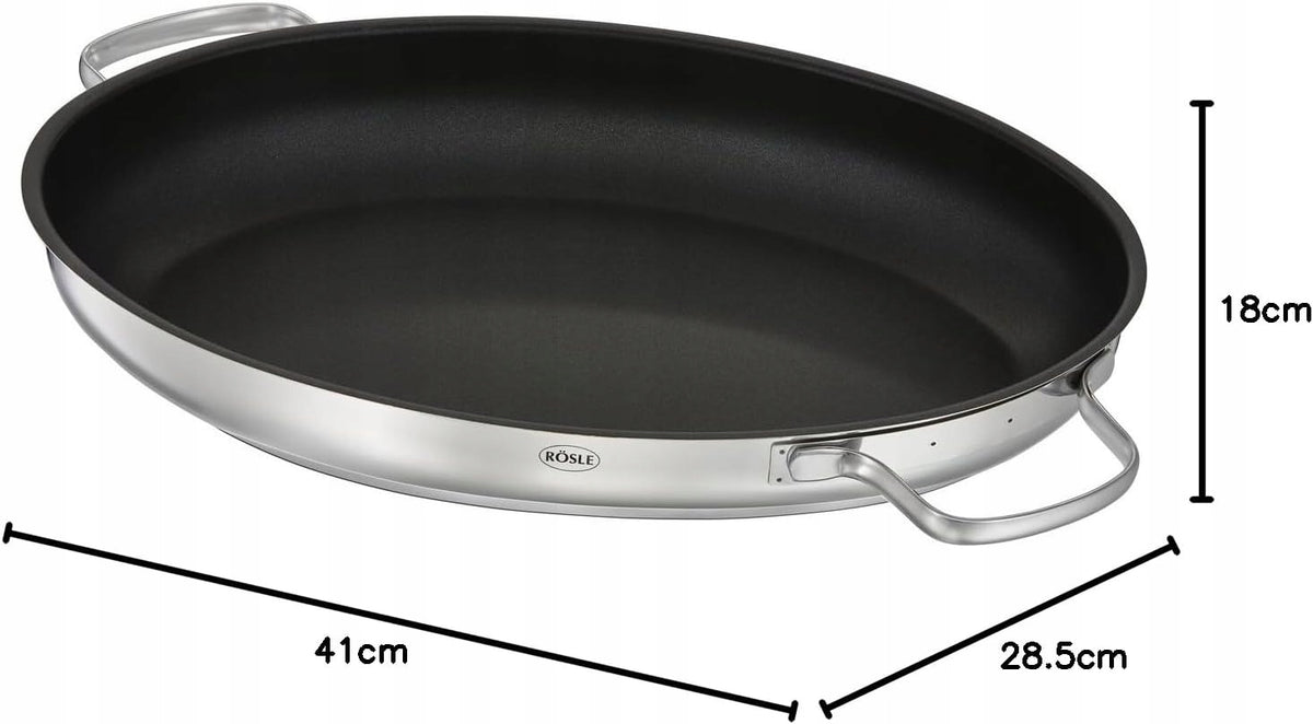 Rösle Elegance Oval Steel Pan 8L Induction Lid Pan Capacity 8 l