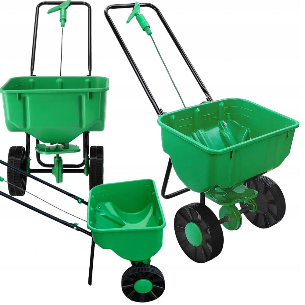 Rotary Seed Drill Manual Spreader for Salt Sand Grass Seed Fertilizers 29L Packaging status original
