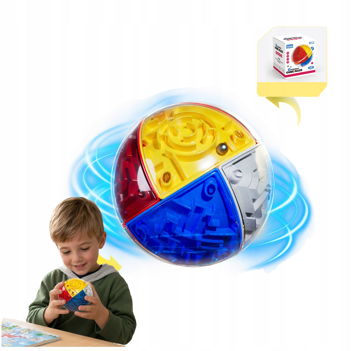 Rotatable Circular Track 3D Maze Cube with Metal Balls 3D Labyrinth Puzzle