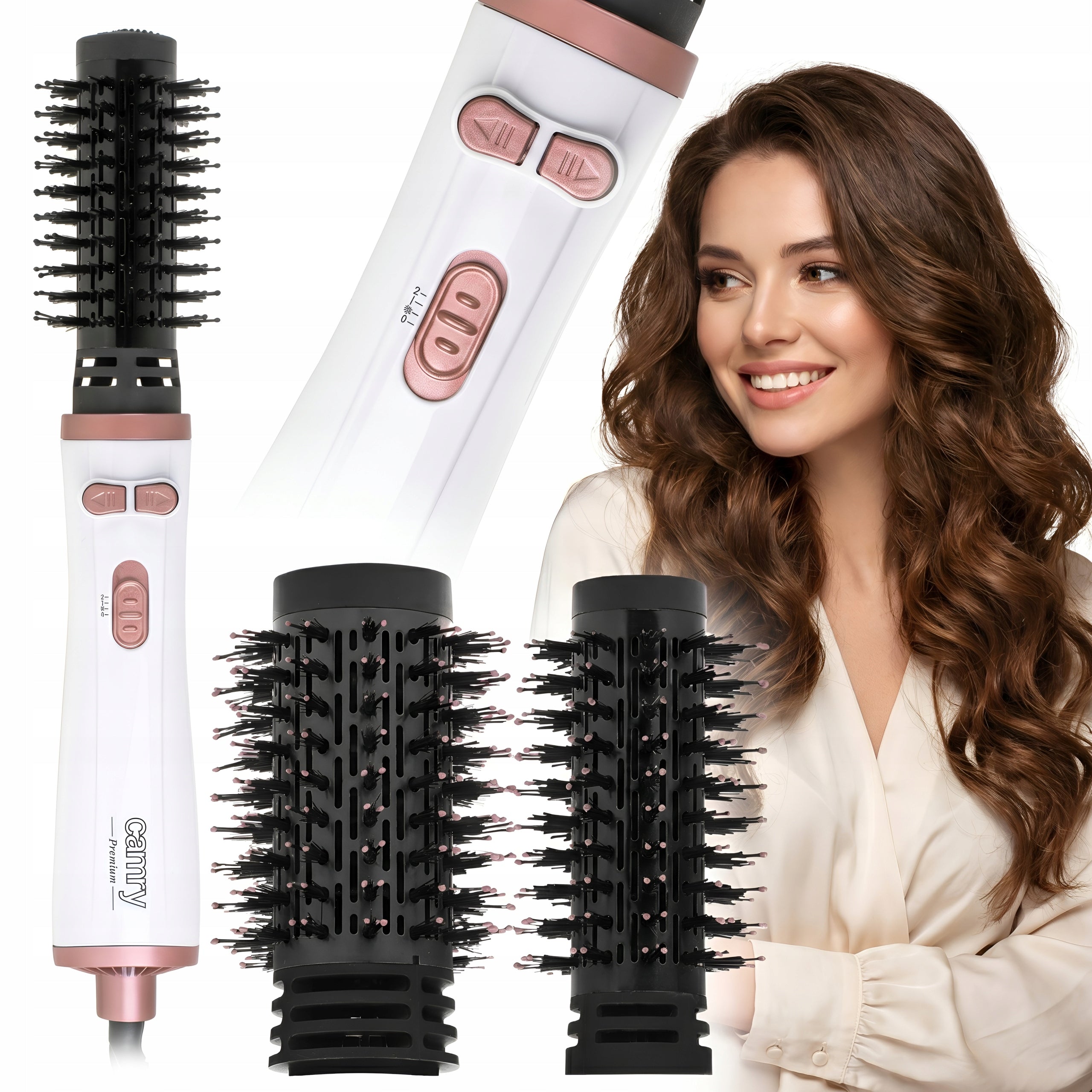Rotating Hair Curler Dryer 1200W Ionization 2 Brushes Ceramic