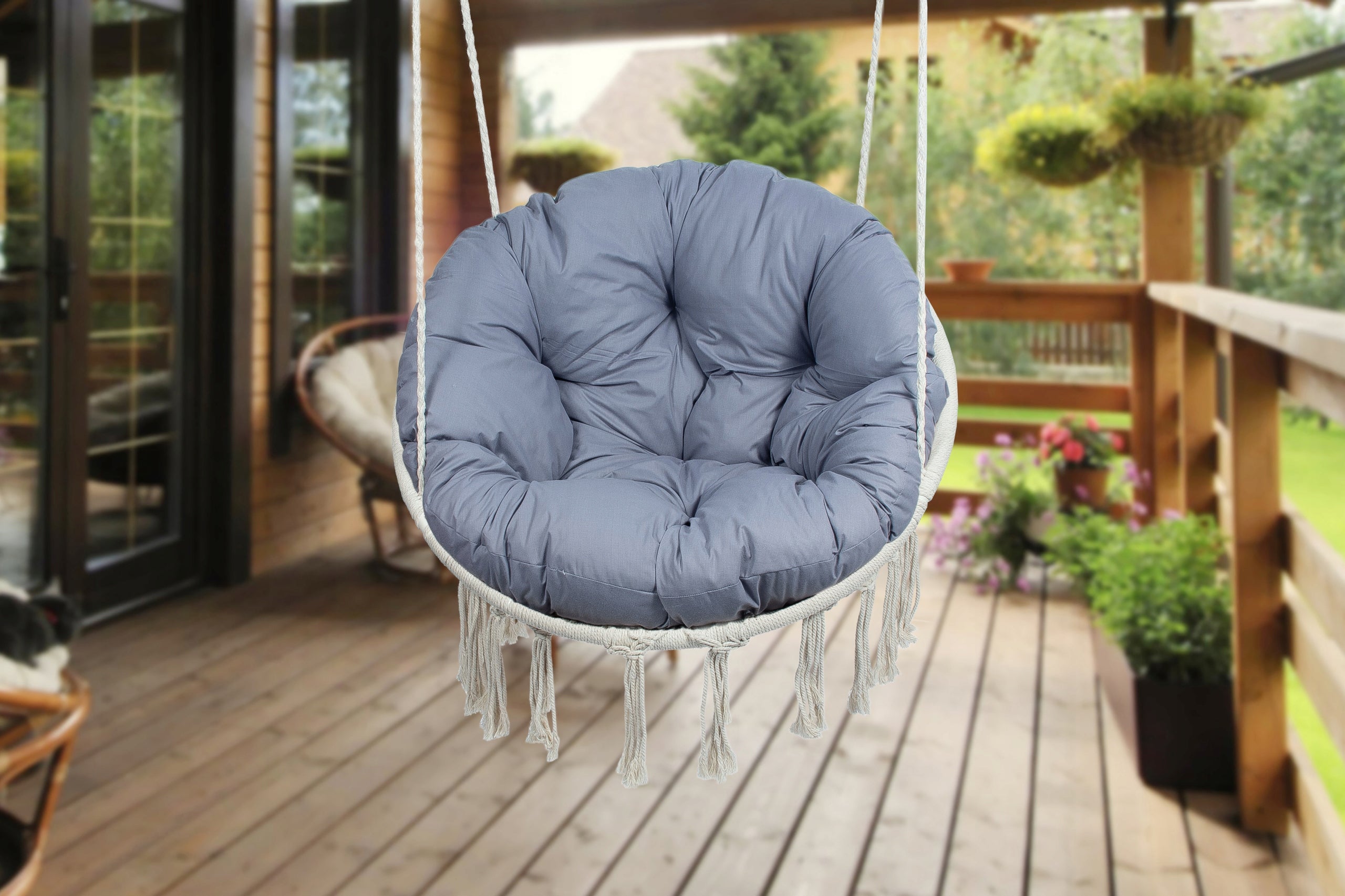 Round cushion for swing, cocoon, armchair, stork nest 100 grey Packaging status original