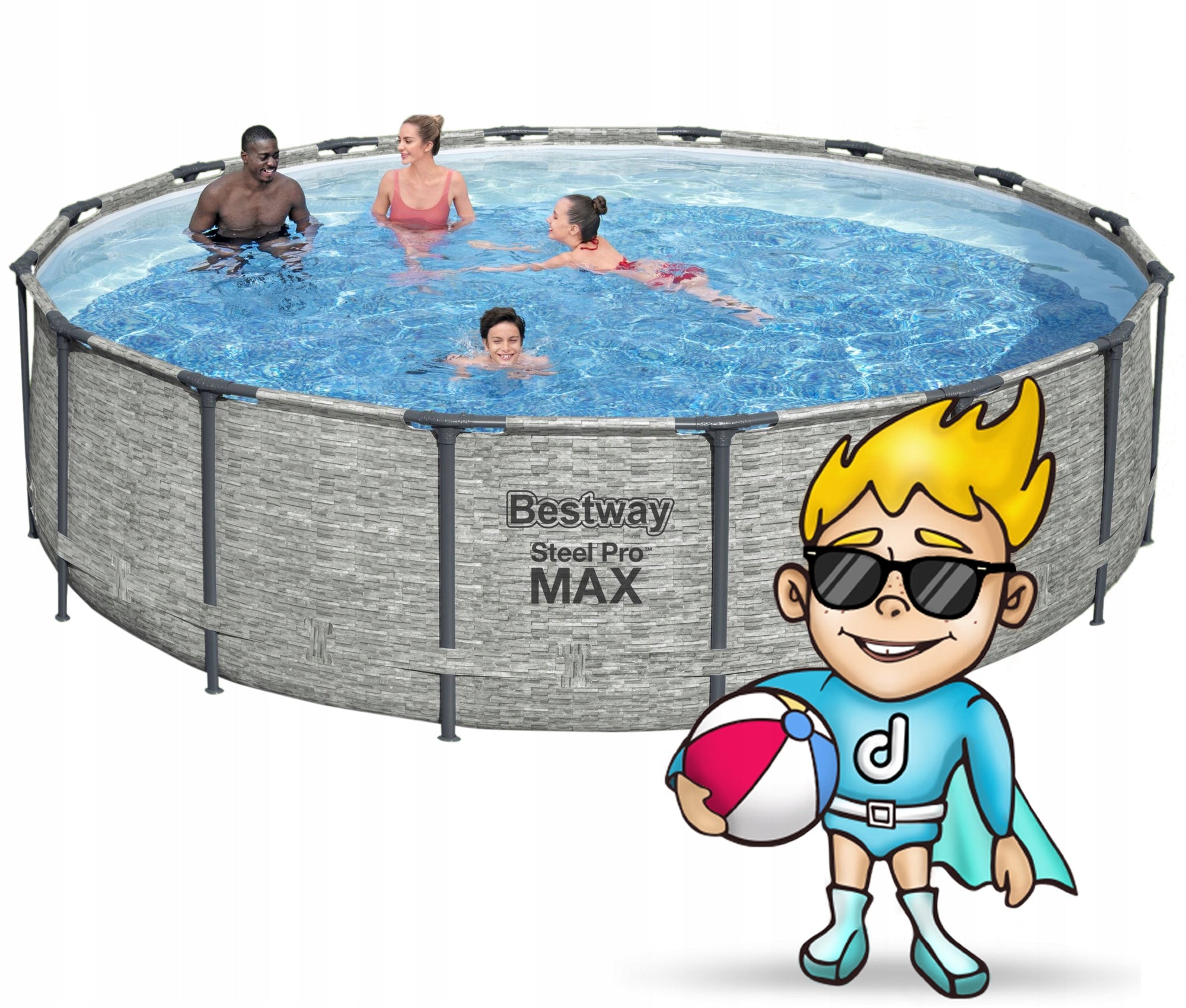 Round frame pool 488 x 122 BESTWAY 5619E complete set of 10 in 1 Packaging status original