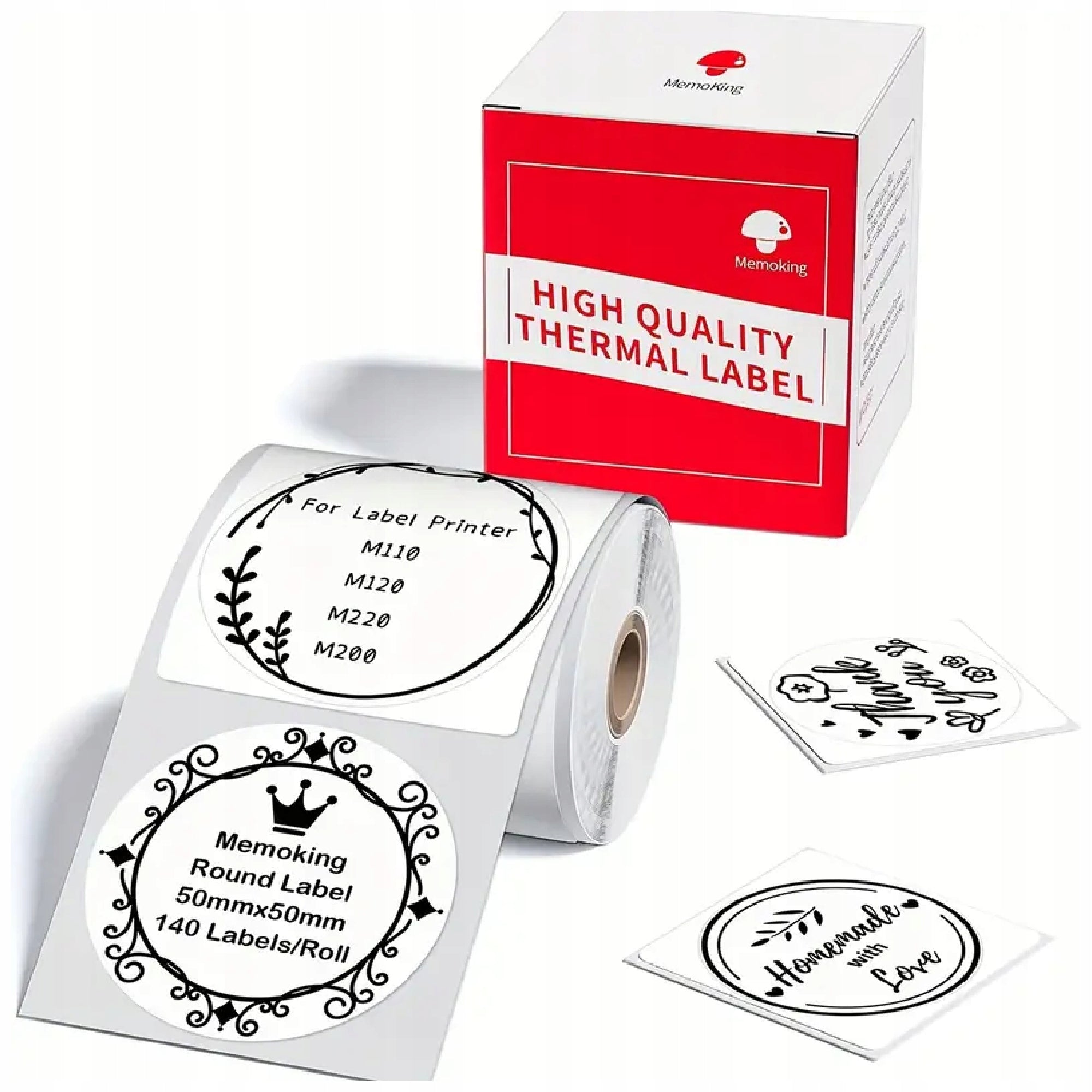 Round self-adhesive labels 50x50mm for Phomemo M110 M120 M220 M200 M221