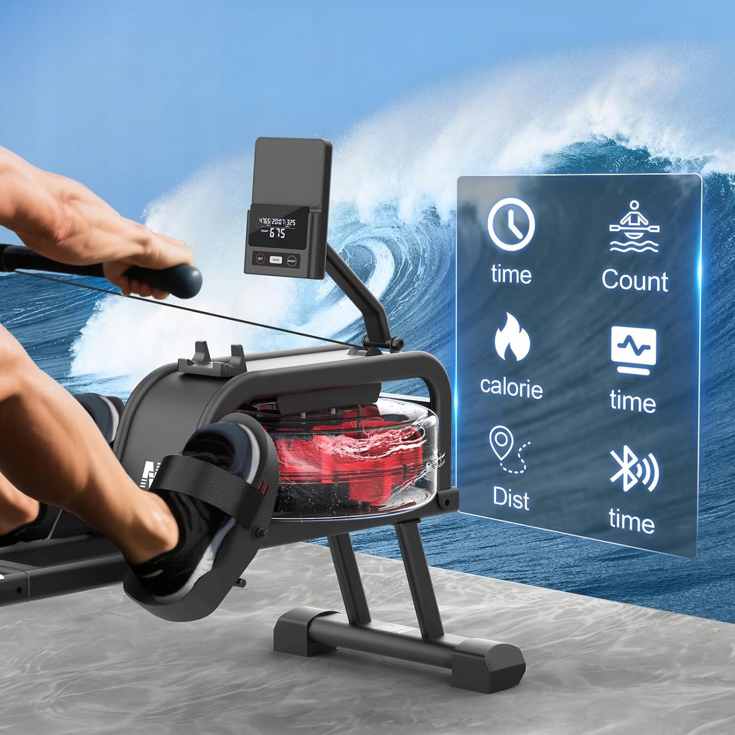 Rowing machine for home, rowing machine with tablet holder, training at home Fitness Packaging status original