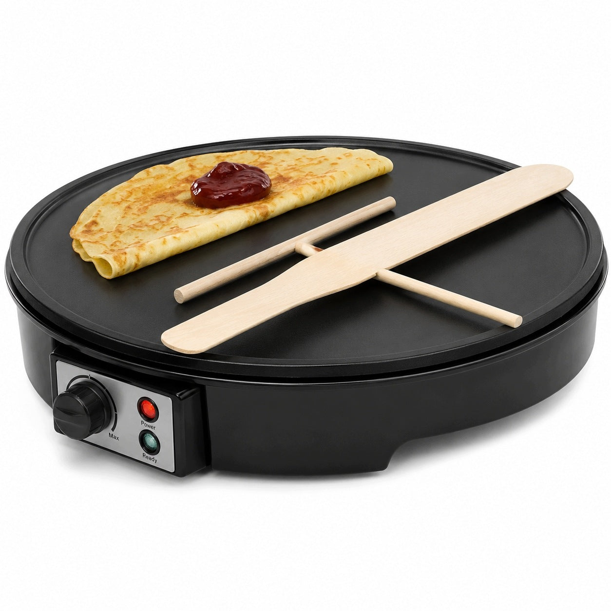 Royal Swiss Electric Crepe Maker 30cm 1000W Non-Stick Adjustable Temp