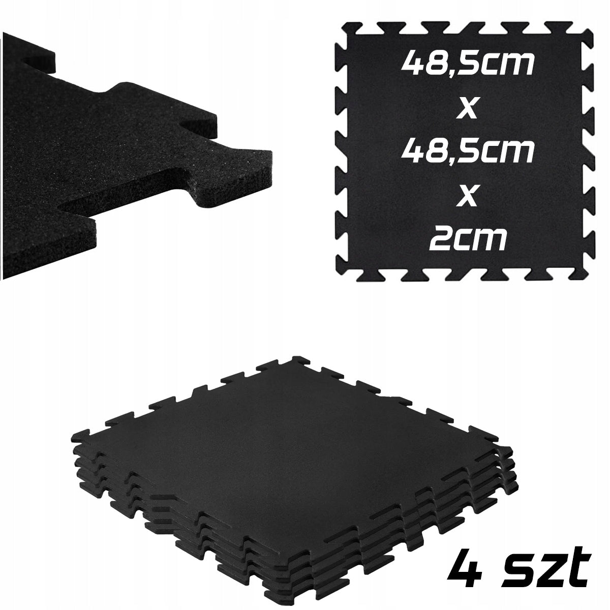 Rubber mat PUZZLE for gym anti-slip equipment 48,5x48,5cm 4pcs 2cm 20mm