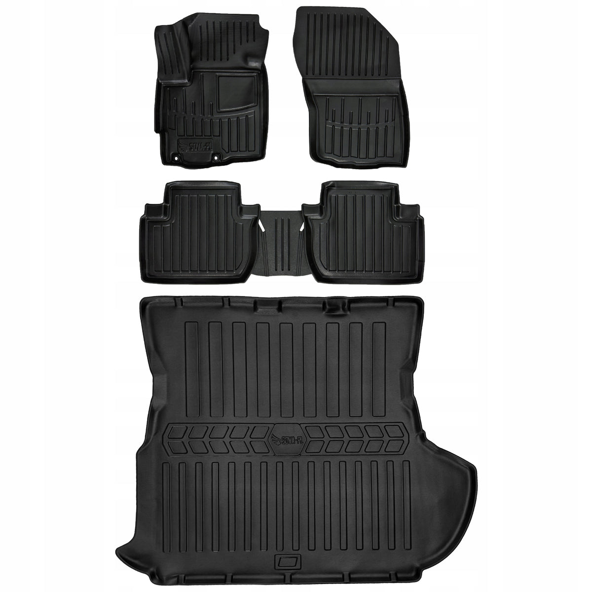 Rubber mat and rug set Mitsubishi Outlander II XL (2006-2012) with su=>
