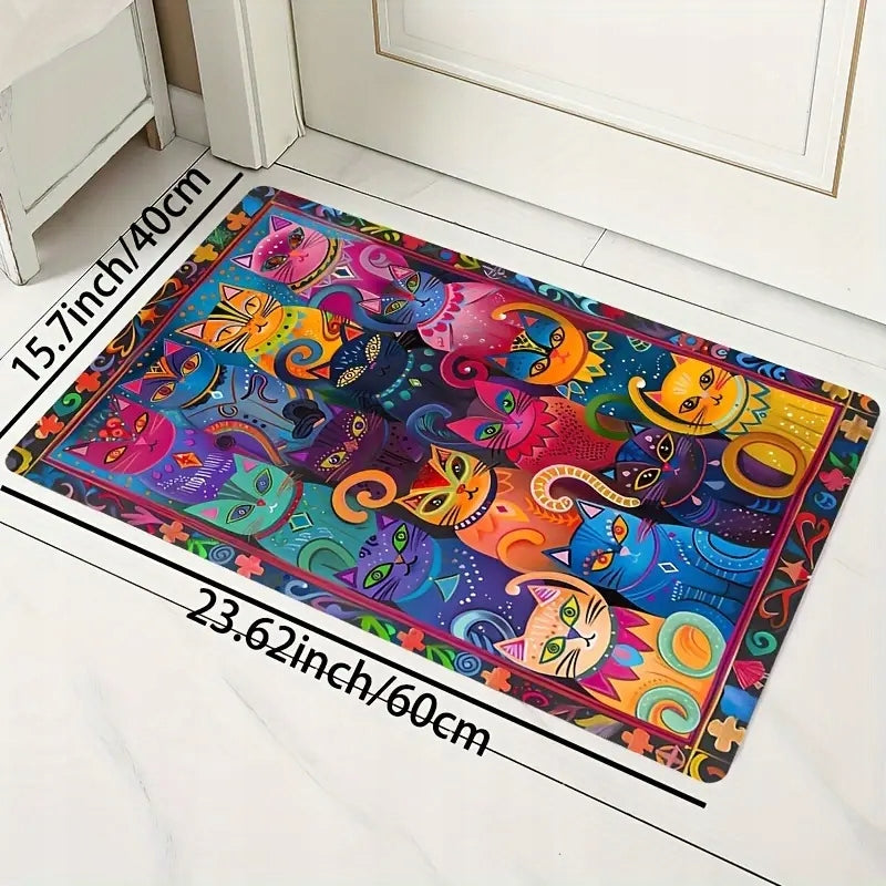 Rug 40X60 Cm Colorful Cats Kittens Eclectic Art Pop Art For Kitten