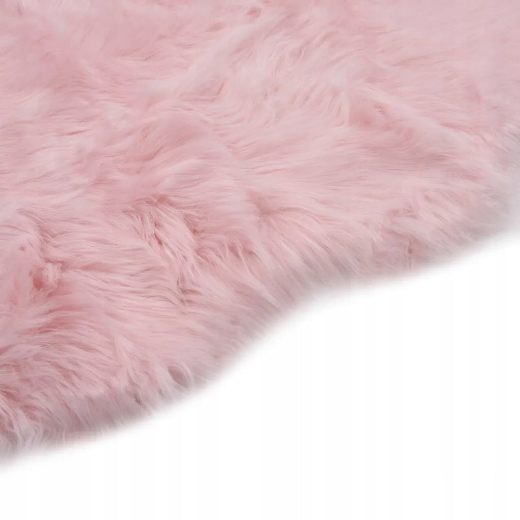 Rug, 60 x 90 cm, faux sheepskin, pink Length 6 cm