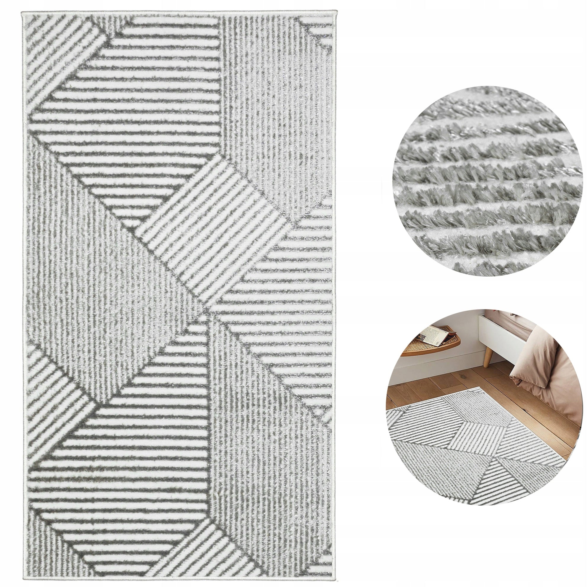 Rug Sidewalk Soft Modern 67x120cm Grey Glamour for Bedroom