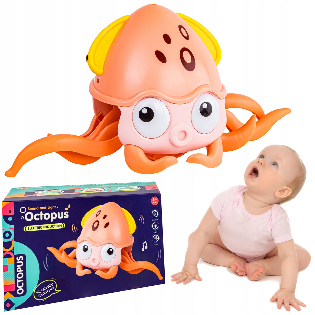 Runaway Crawling Octopus INTERACTIVE TOY sounds, music, lights Brand DK Investment