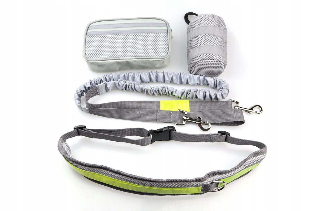 Running belt with dog, running leash, hip belt grey Brand Best Friends