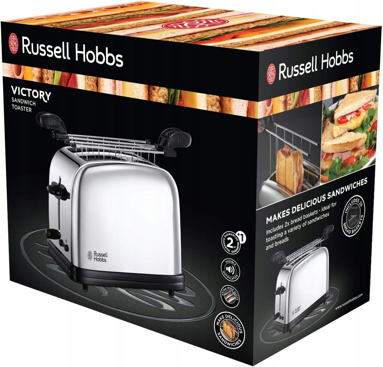 Russell Hobbs Chester Toaster 23310-57 1200W Silver Adjustable Defrosting Brand Russell Hobbs