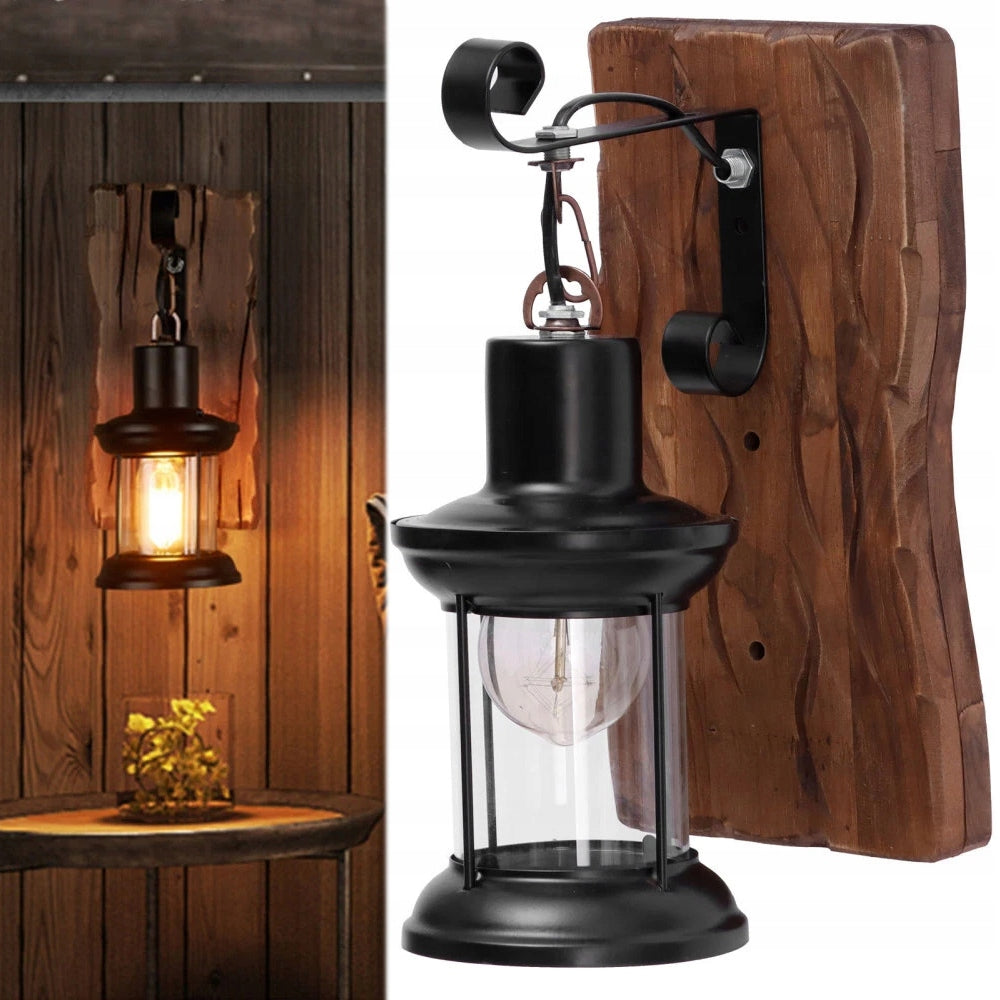 Rustic wall lamp in retro vintage wooden wall lamp not bulb Brand no brand