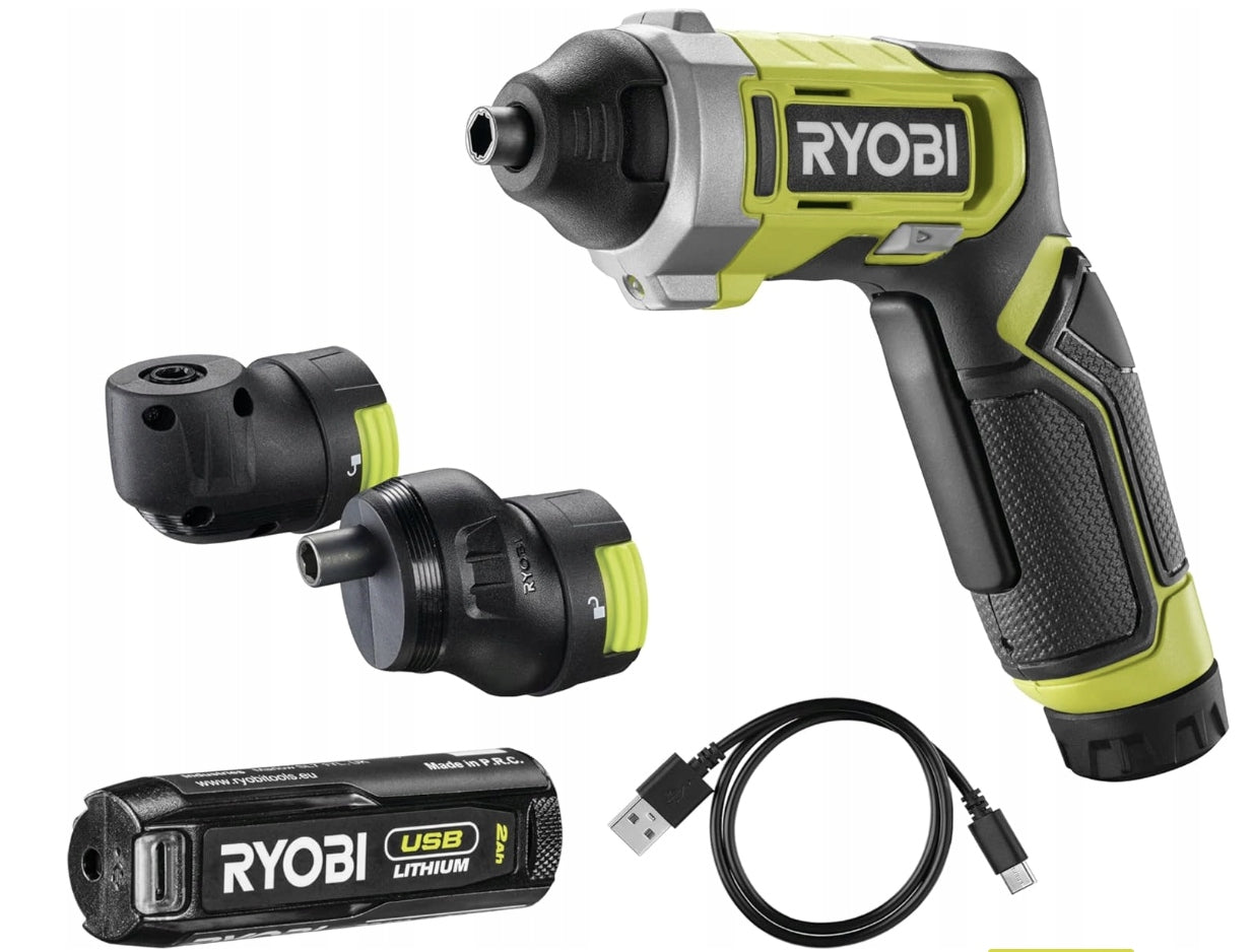 Ryobi RSD4-120TA2 4V USB Lithium Screwdriver, LED, Bit Set